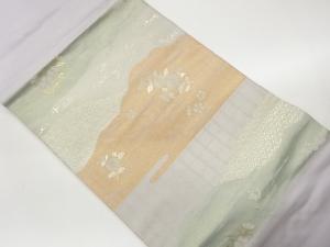 遠山に花々・古典柄模様織出し名古屋帯